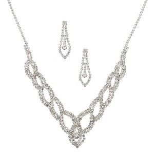 🌬️ SILVER RHINESTONE WOVEN TWIST JEWELRY SET